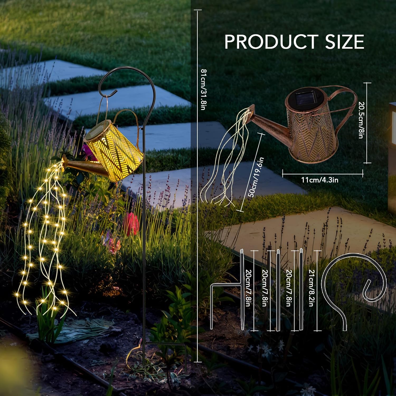 Solar Watering Can LED String Lights