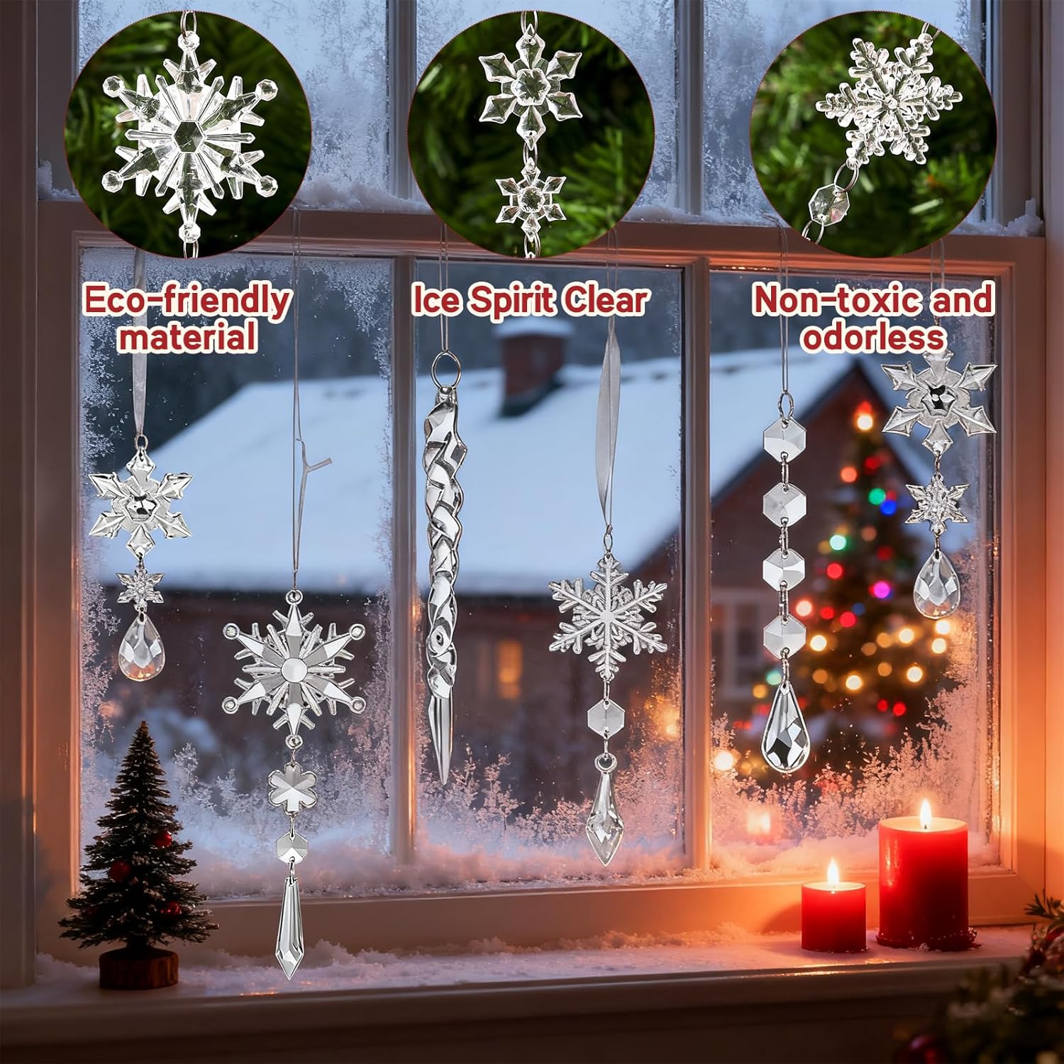 10 Pcs Acrylic Snowflake Icicle Ornaments